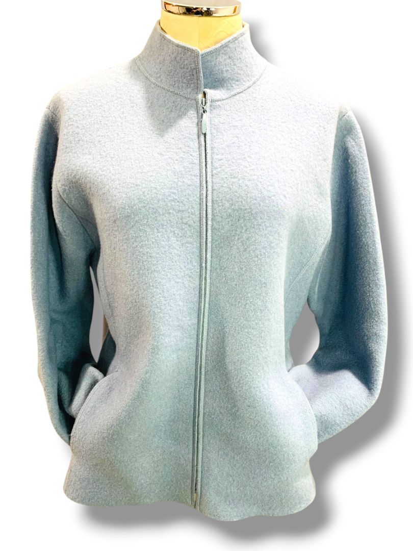 Size XL Eileen Fisher Womens Gray Blue Wool Full Zip Up Jacket