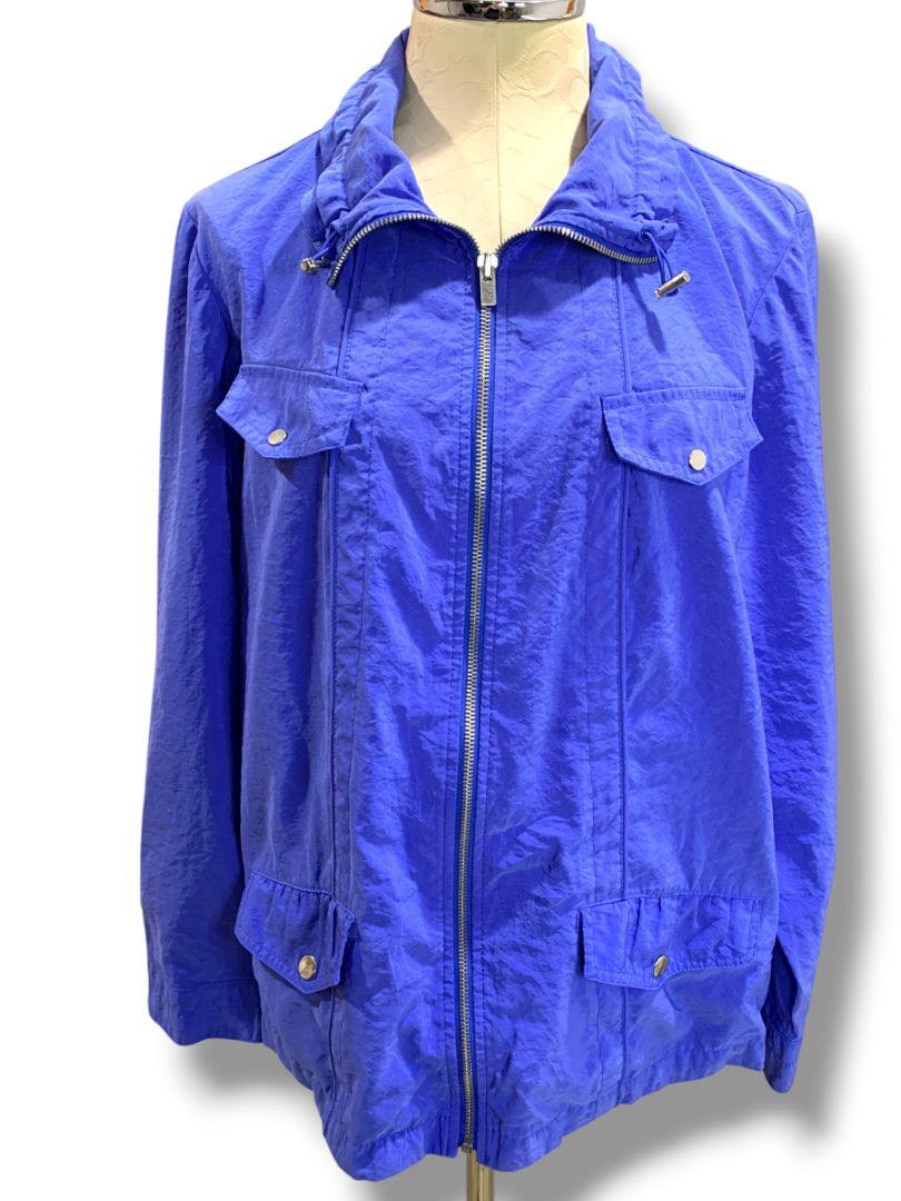 Size XL Zenergy by Chicos Womens Blue Zip Up Windbreaker Jacket