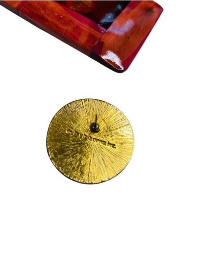 Signed Liz Claiborne Goldtone Amber Color Button Style Earrings Post Pierced 1.2"