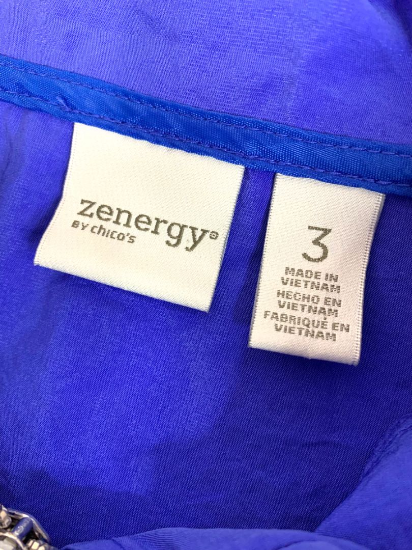 Size XL Zenergy by Chicos Womens Blue Zip Up Windbreaker Jacket