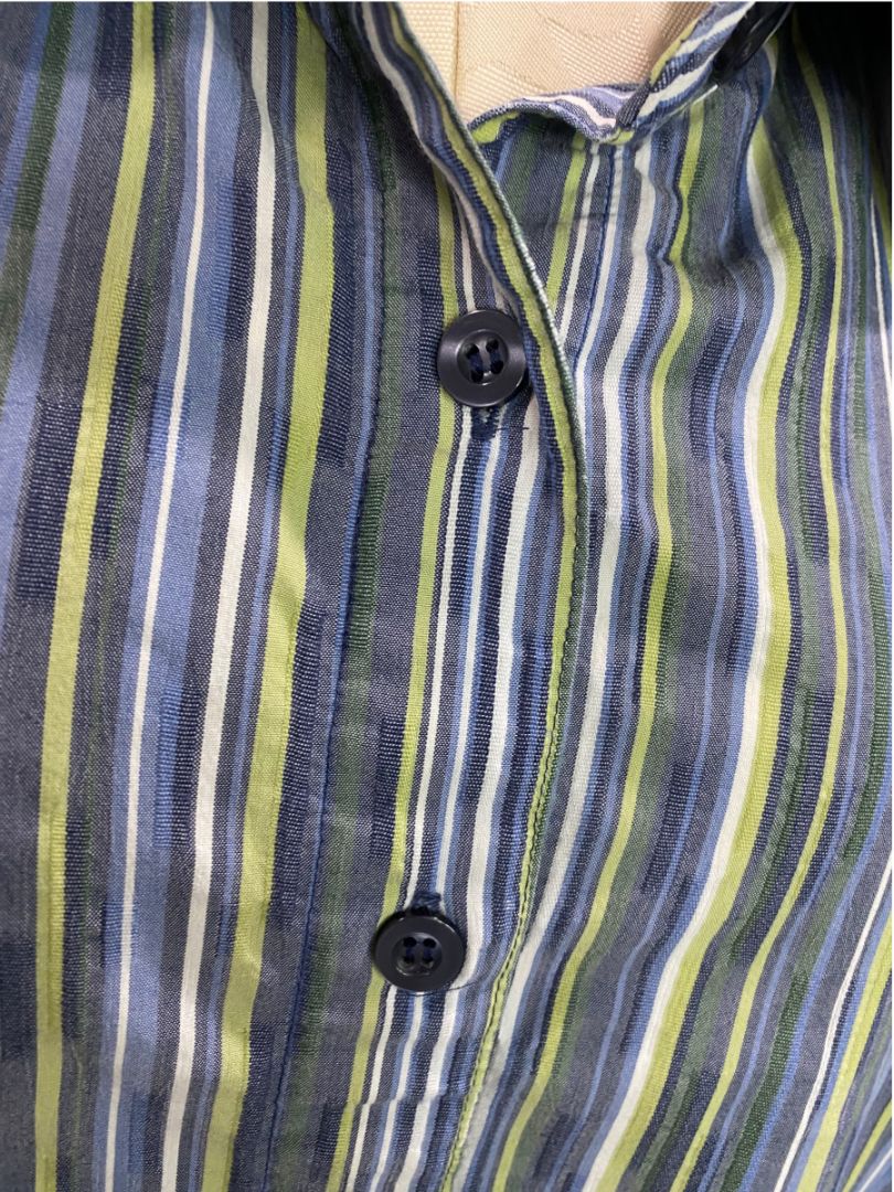Size 2X Breckenridge Woman Striped Button Up Shirt Blue Green