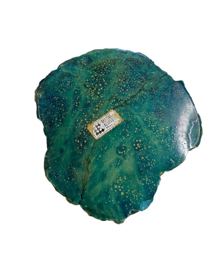 Midcentury Alabaster Ashtray Made in Italy Blue Green 5.5"