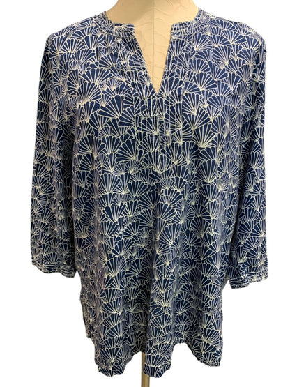 Size XL Talbots Womens Pullover Lightweight Shirt Blouse Blue White