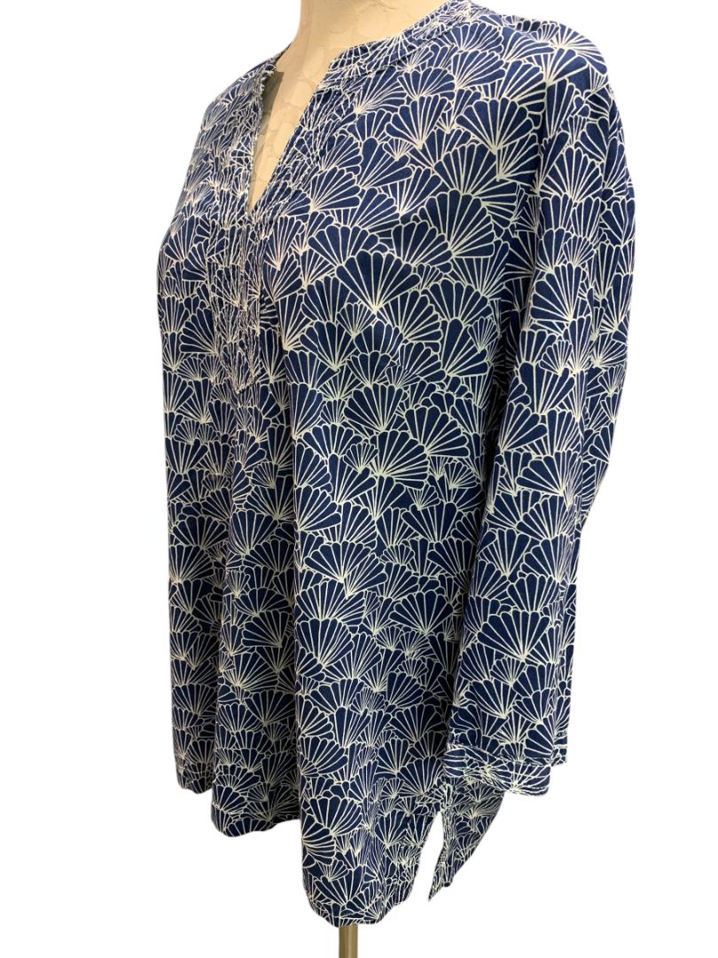 Size XL Talbots Womens Pullover Lightweight Shirt Blouse Blue White