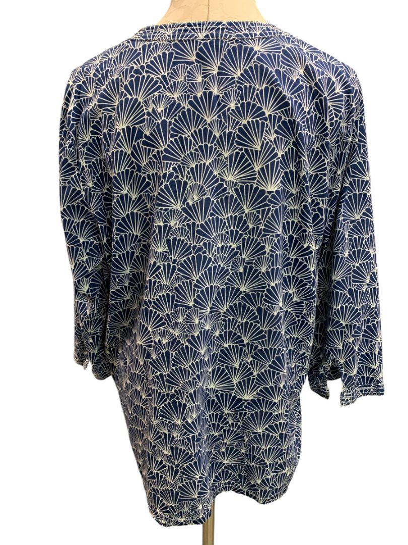 Size XL Talbots Womens Pullover Lightweight Shirt Blouse Blue White