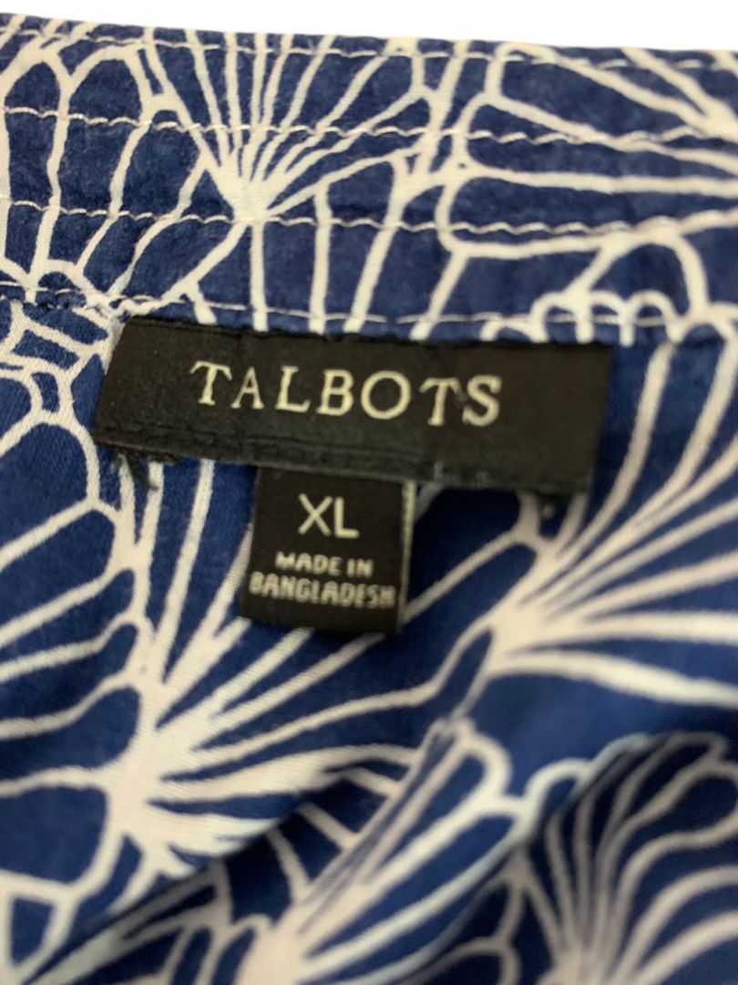 Size XL Talbots Womens Pullover Lightweight Shirt Blouse Blue White