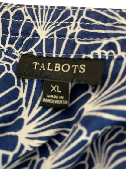 Size XL Talbots Womens Pullover Lightweight Shirt Blouse Blue White