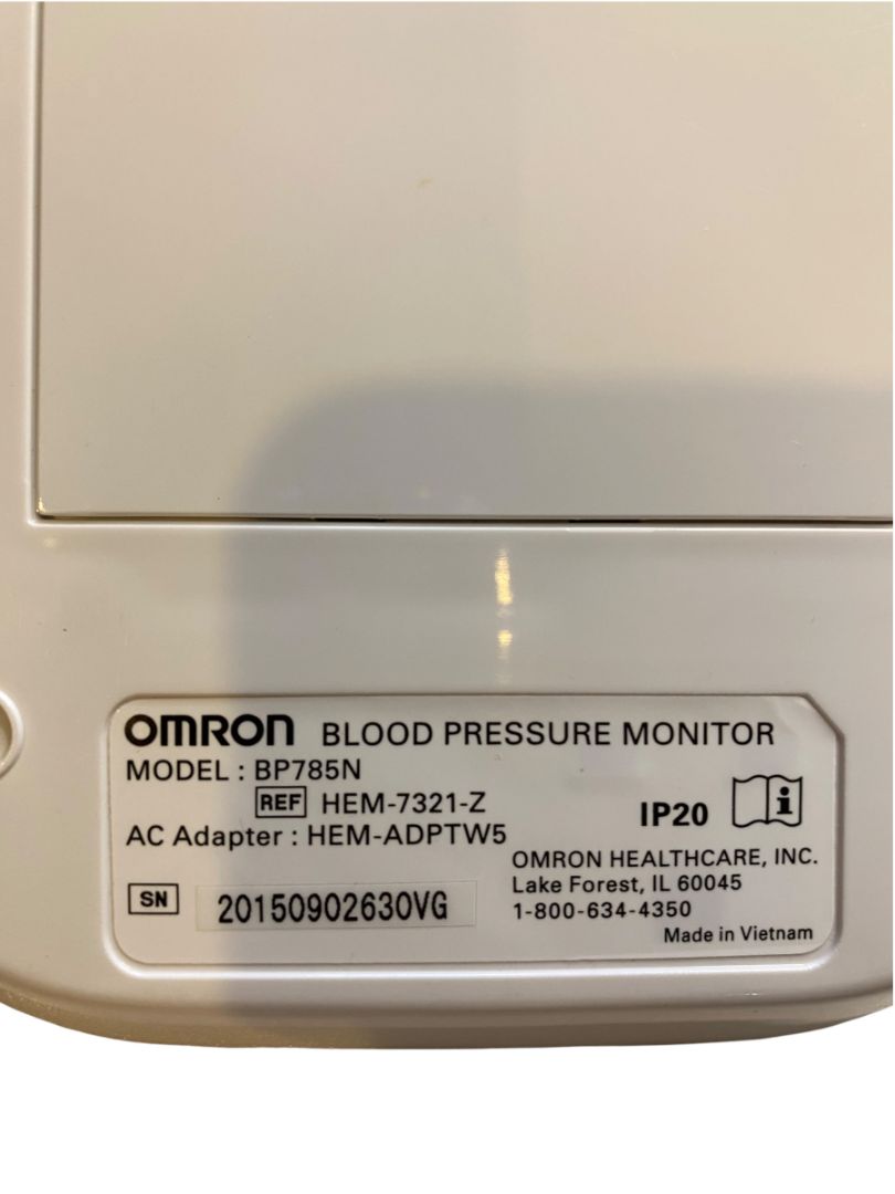 Omron Blood Pressure Monitor and Upper Arm Cuff Model BP785N