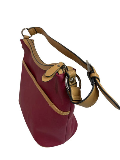 Giani Bernini Shoulder Bag Faux Leather Magenta Brown Trim