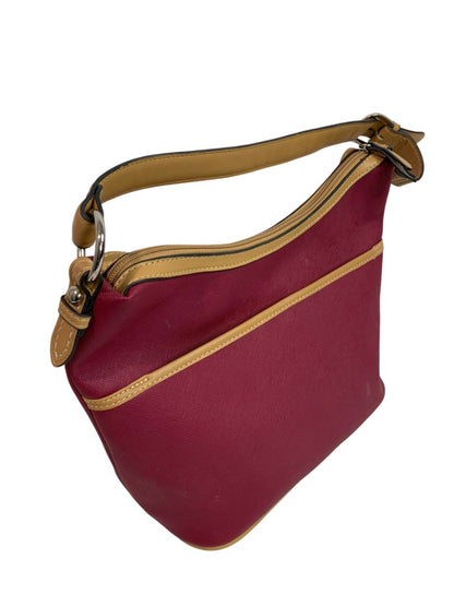 Giani Bernini Shoulder Bag Faux Leather Magenta Brown Trim