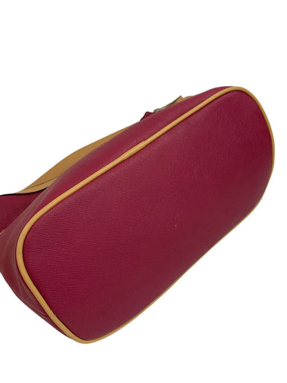 Giani Bernini Shoulder Bag Faux Leather Magenta Brown Trim