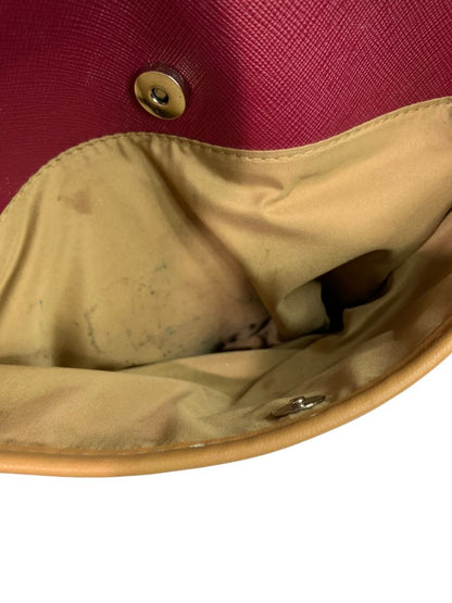 Giani Bernini Shoulder Bag Faux Leather Magenta Brown Trim