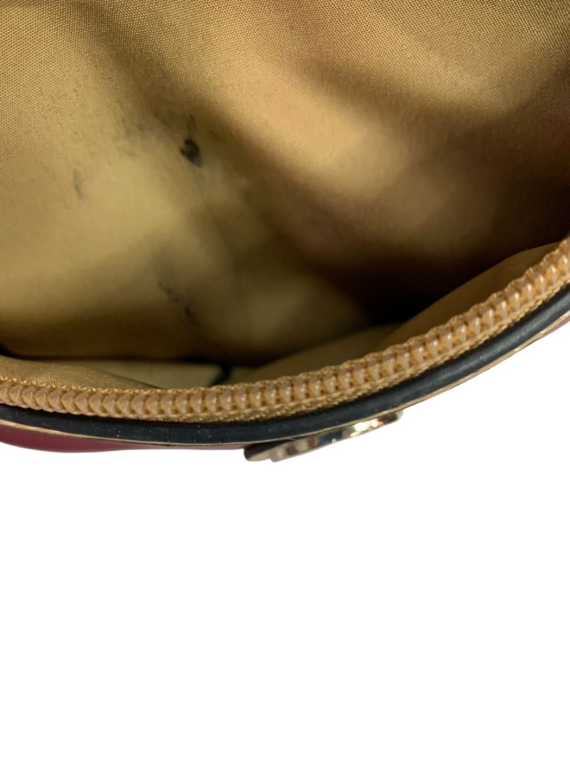 Giani Bernini Shoulder Bag Faux Leather Magenta Brown Trim