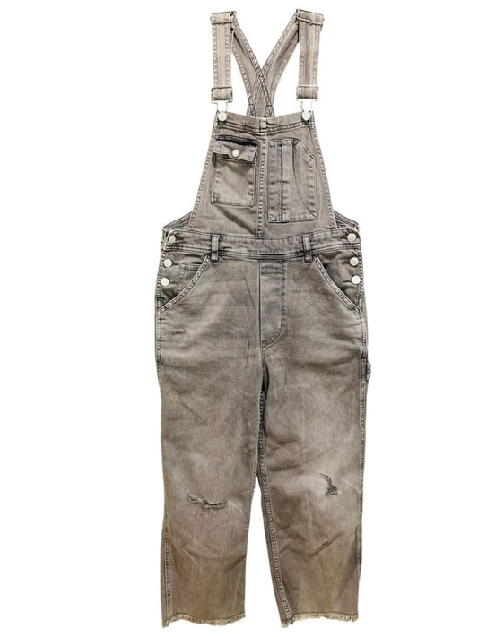 Size 26 Pilcro Womens Gray Denim Overalls Crop Distressed Hem