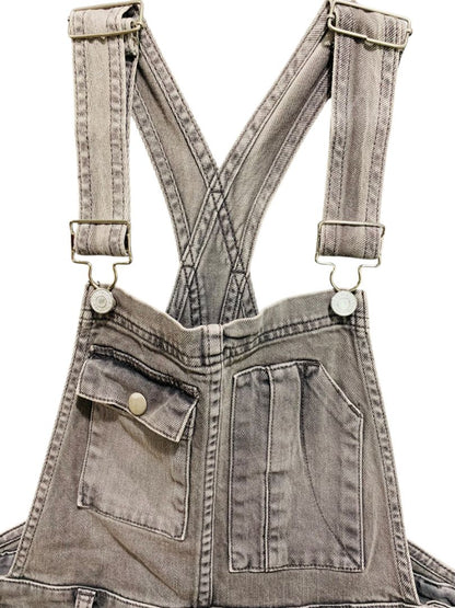 Size 26 Pilcro Womens Gray Denim Overalls Crop Distressed Hem
