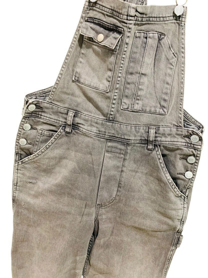 Size 26 Pilcro Womens Gray Denim Overalls Crop Distressed Hem