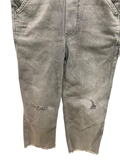 Size 26 Pilcro Womens Gray Denim Overalls Crop Distressed Hem