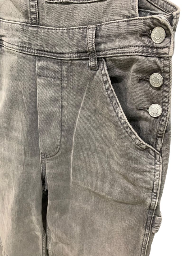 Size 26 Pilcro Womens Gray Denim Overalls Crop Distressed Hem