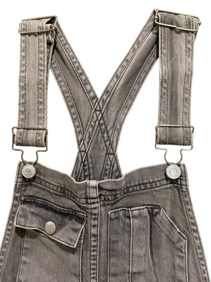 Size 26 Pilcro Womens Gray Denim Overalls Crop Distressed Hem