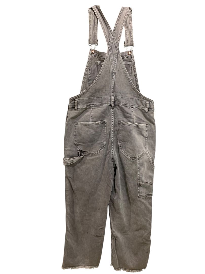 Size 26 Pilcro Womens Gray Denim Overalls Crop Distressed Hem