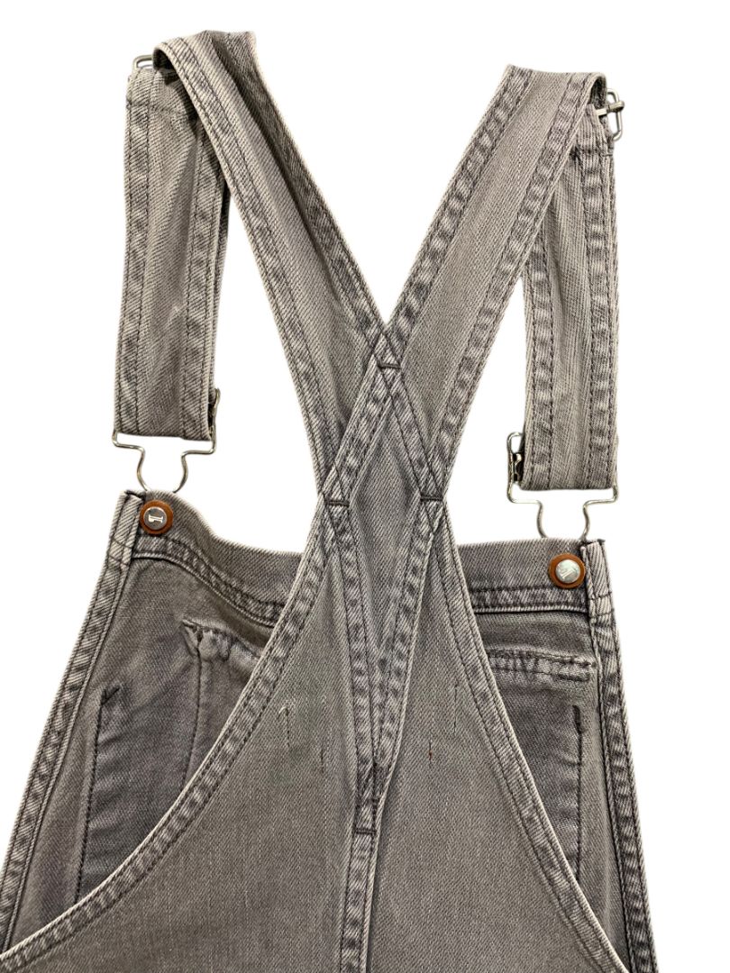 Size 26 Pilcro Womens Gray Denim Overalls Crop Distressed Hem