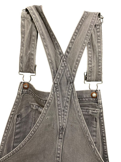 Size 26 Pilcro Womens Gray Denim Overalls Crop Distressed Hem
