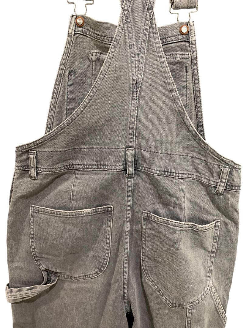 Size 26 Pilcro Womens Gray Denim Overalls Crop Distressed Hem