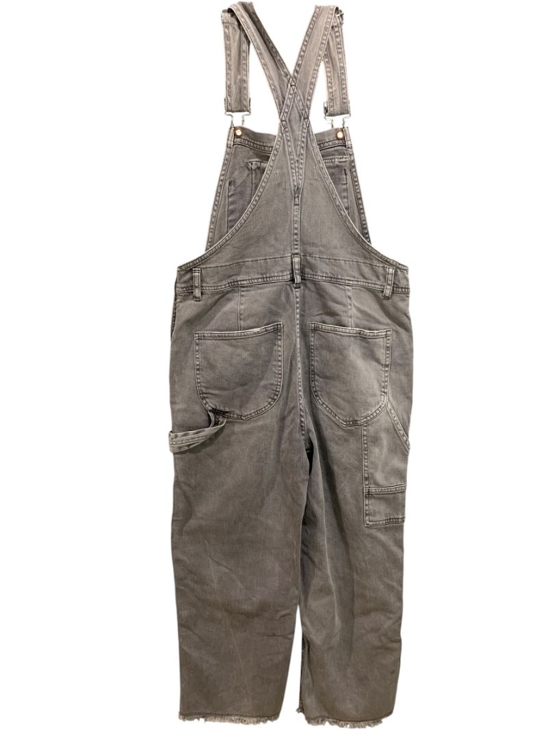 Size 26 Pilcro Womens Gray Denim Overalls Crop Distressed Hem