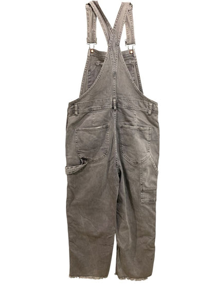 Size 26 Pilcro Womens Gray Denim Overalls Crop Distressed Hem