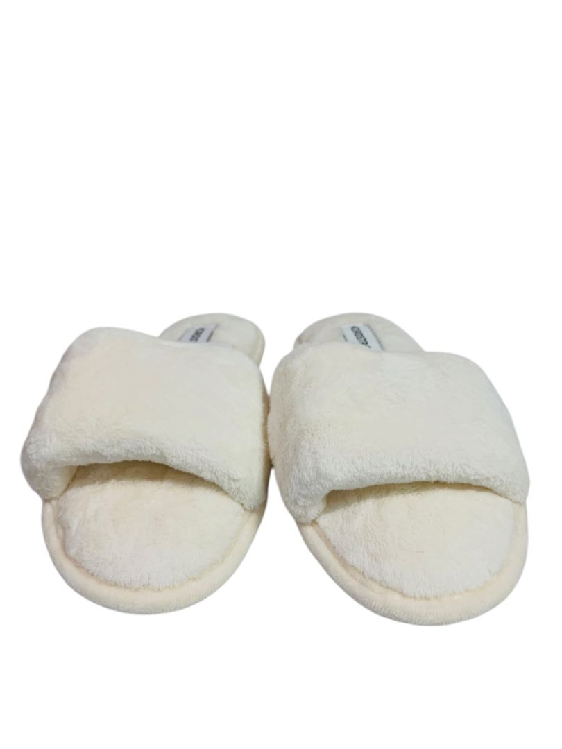 Small Nordstrom New Womens Plush Cream Slippers Hard Bottom