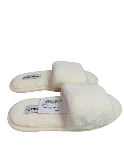 Small Nordstrom New Womens Plush Cream Slippers Hard Bottom