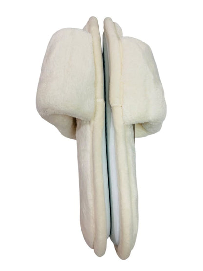 Small Nordstrom New Womens Plush Cream Slippers Hard Bottom