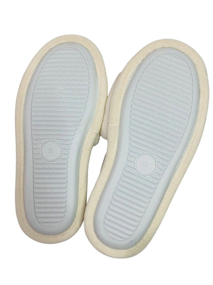 Small Nordstrom New Womens Plush Cream Slippers Hard Bottom