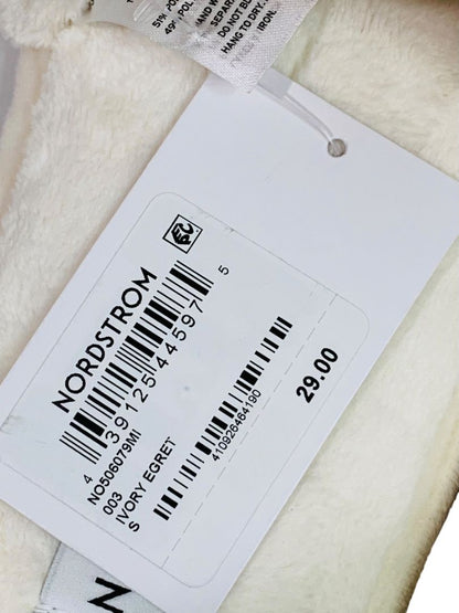 Small Nordstrom New Womens Plush Cream Slippers Hard Bottom