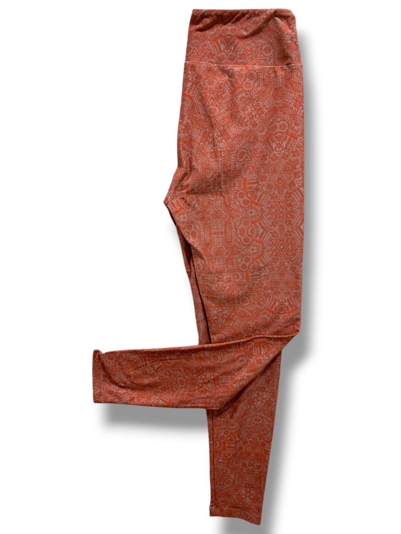 One Size LulaRoe Leggings Burgundy Gray Pattern Soft Womens