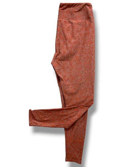One Size LulaRoe Leggings Burgundy Gray Pattern Soft Womens
