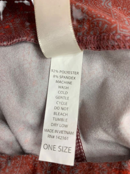 One Size LulaRoe Leggings Burgundy Gray Pattern Soft Womens