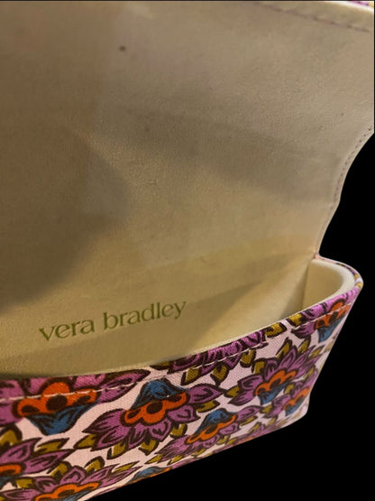 Vera Bradley Hard Eyeglass Case Purple Pink Floral Lotus Magnetic Closure