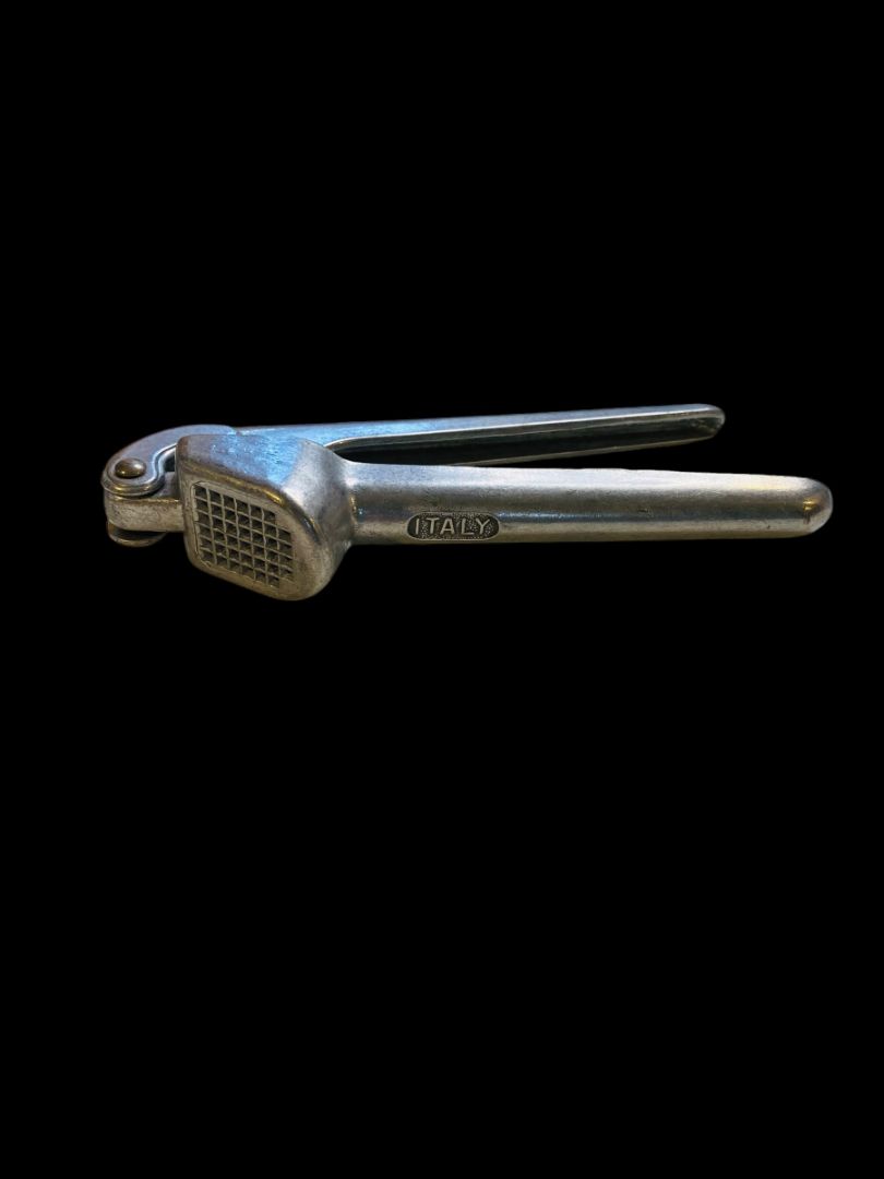 Vintage Cast Aluminum Garlic Press Made in Italy Silver Kitchen Tool Mincer