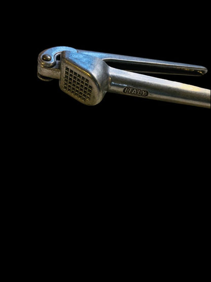 Vintage Cast Aluminum Garlic Press Made in Italy Silver Kitchen Tool Mincer