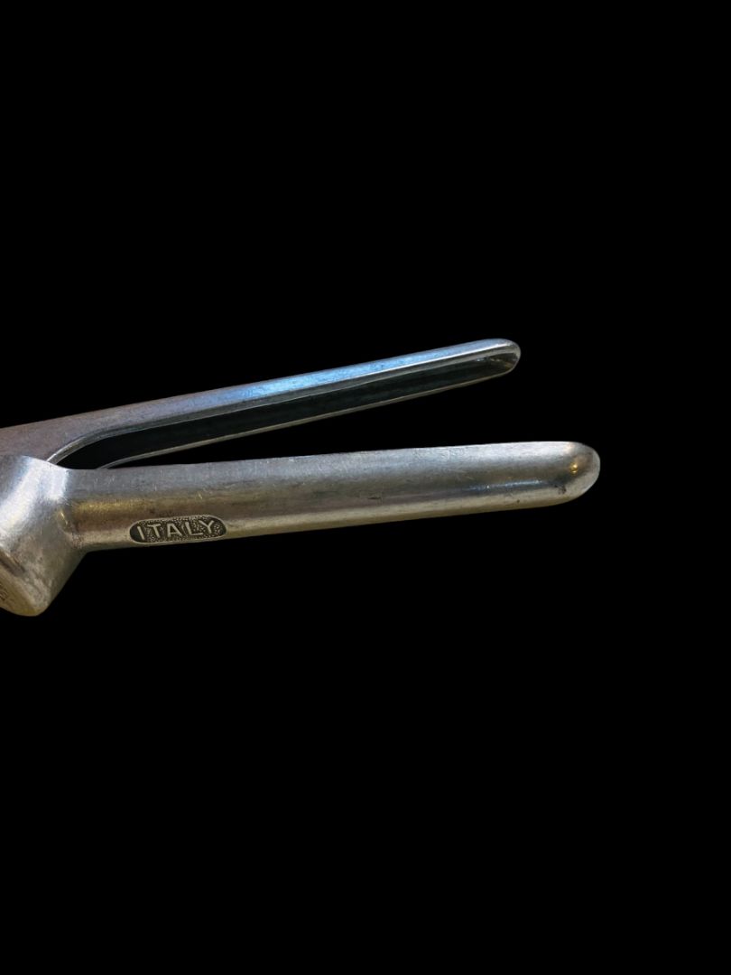 Vintage Cast Aluminum Garlic Press Made in Italy Silver Kitchen Tool Mincer