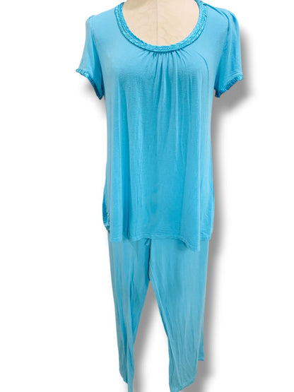 Medium Carole Hochman Womens PJ Pajama Set Turquoise Lightweight