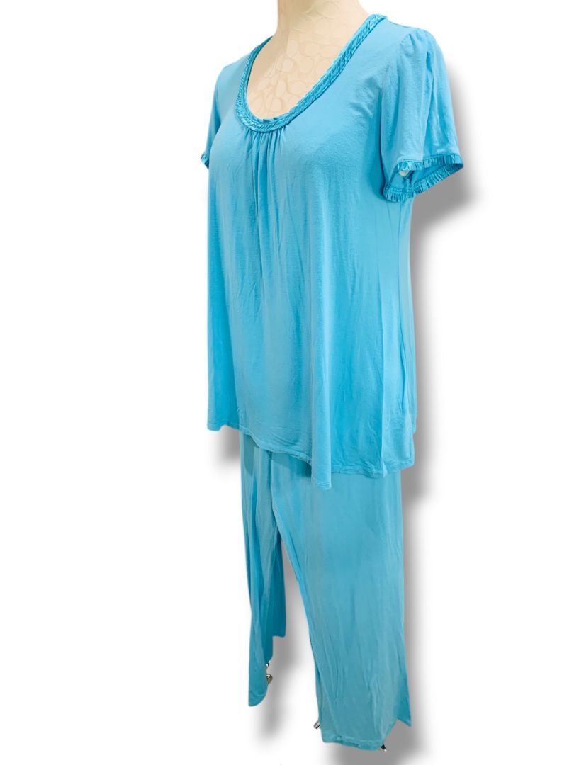 Medium Carole Hochman Womens PJ Pajama Set Turquoise Lightweight