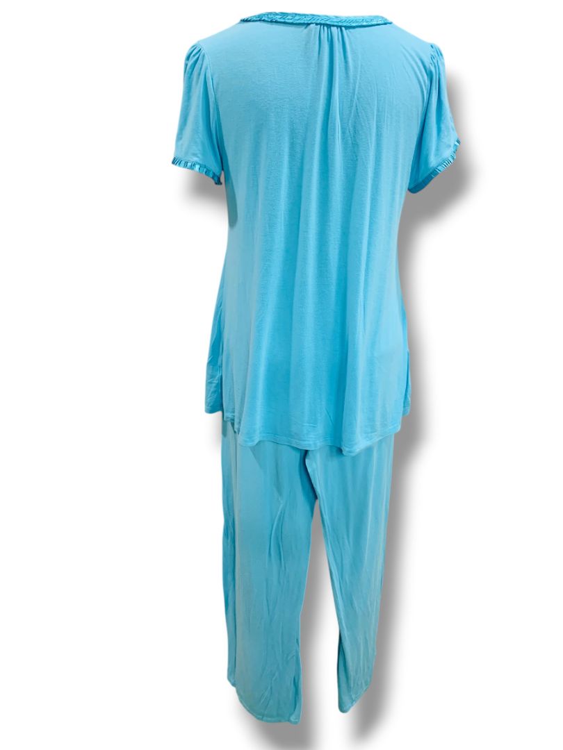 Medium Carole Hochman Womens PJ Pajama Set Turquoise Lightweight