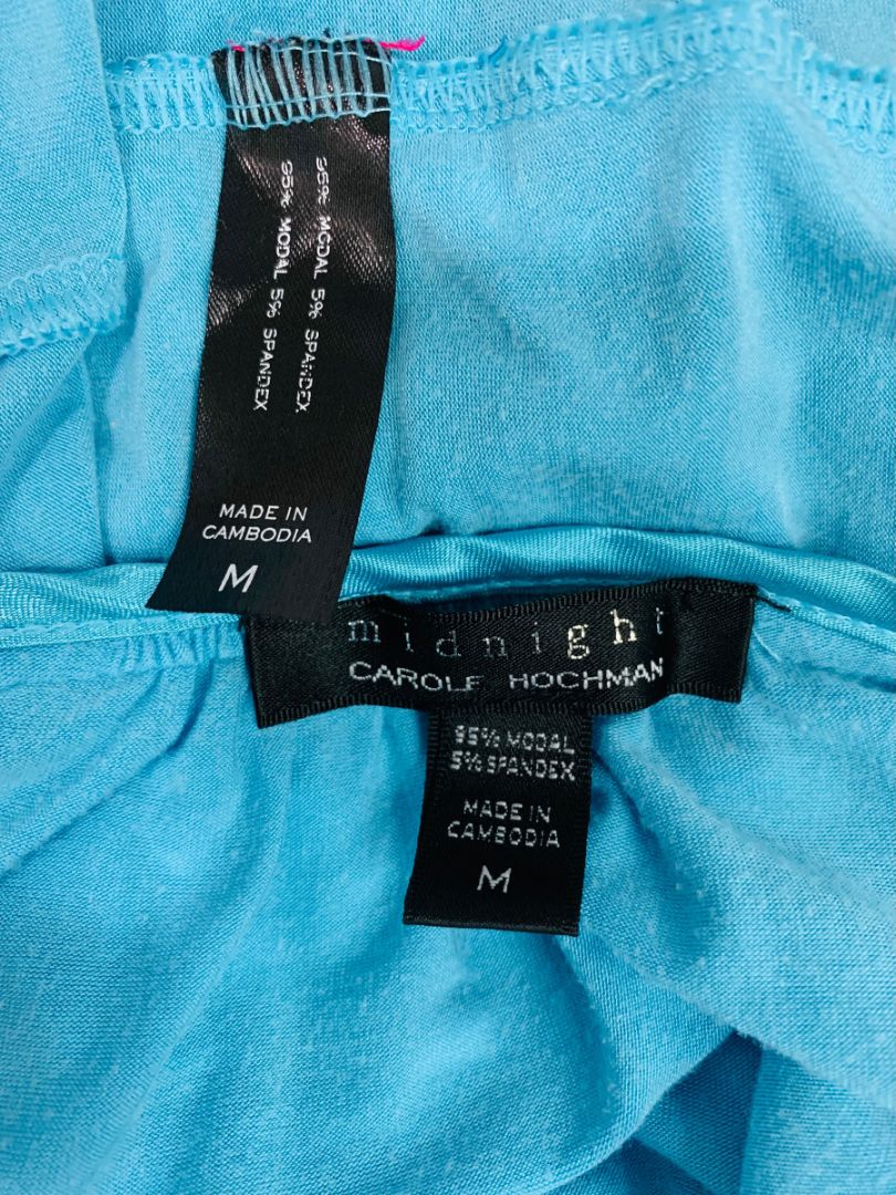 Medium Carole Hochman Womens PJ Pajama Set Turquoise Lightweight