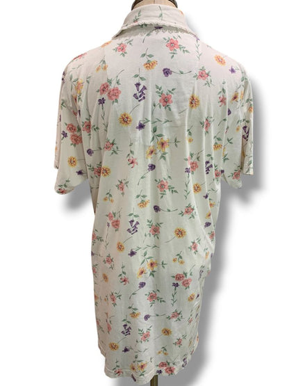 Large Bali Womens Button Up Sleep Shirt Nightgown Floral Cotton
