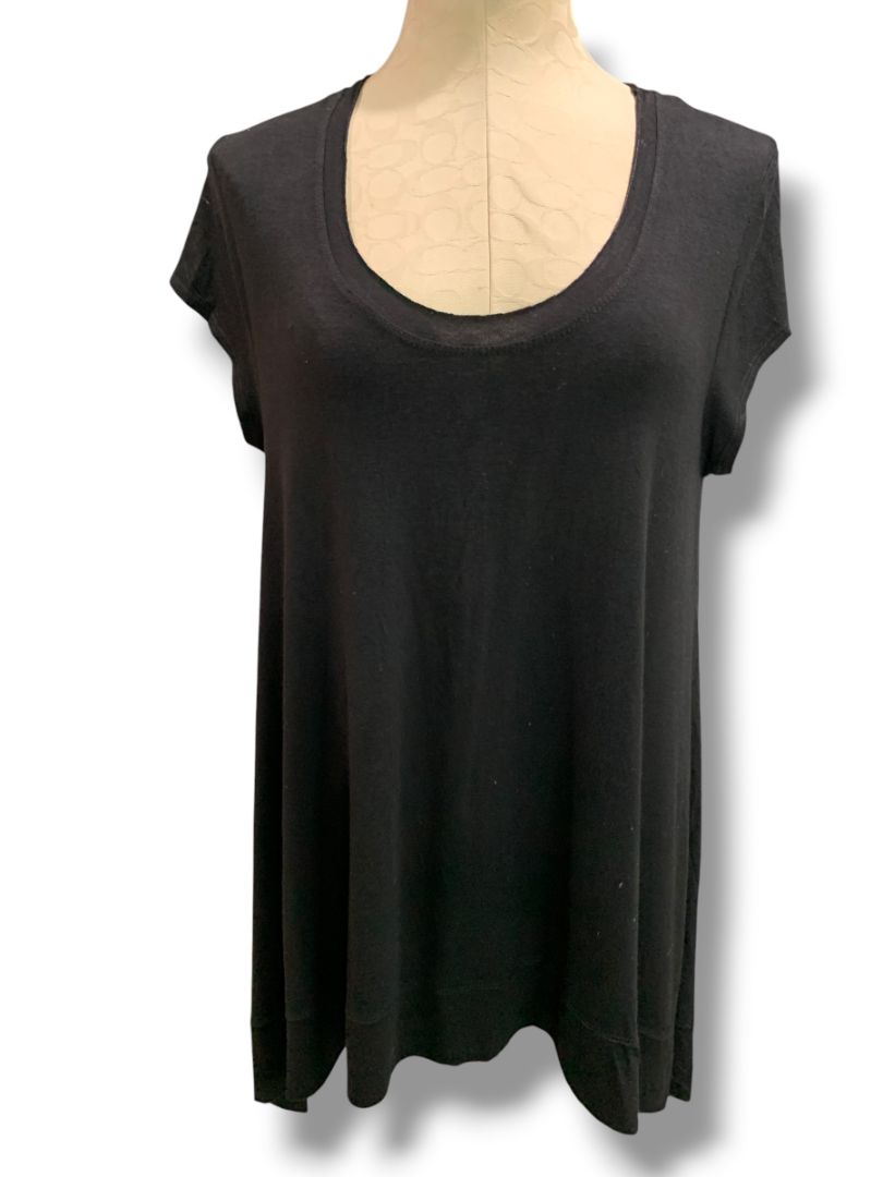 XL Ducci Womens Black Tshirt Swing Tunic Scoop Neck Hi Lo Hem