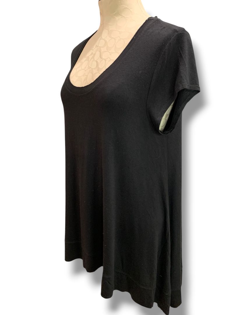XL Ducci Womens Black Tshirt Swing Tunic Scoop Neck Hi Lo Hem