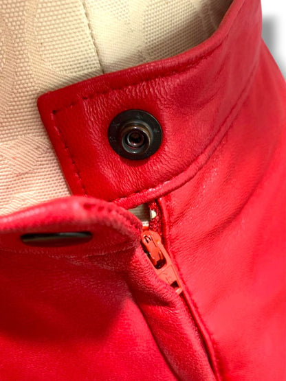 Size 9 Maxima Junior Womens Red Leather Knee Length Skirt Side Zip