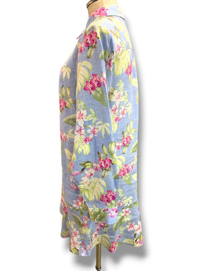 Medium Tommy Bahama Coastalina Orchid Dreams Flounce Linen Shirt Dress